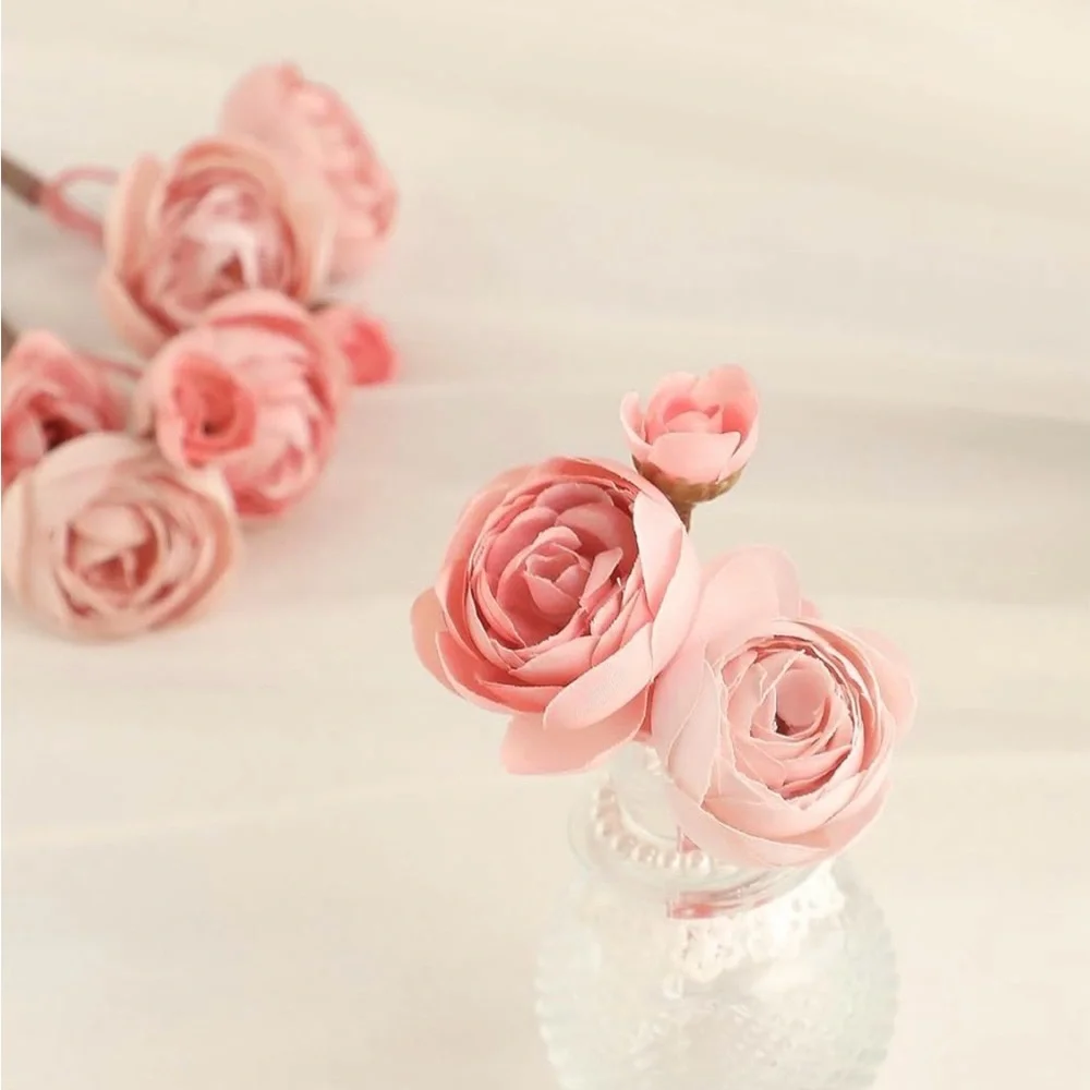 NIB Floroom Faux Mini Ranunculus 18 Pcs Dusty Rose Silk,Weddings,Showers,DIY
